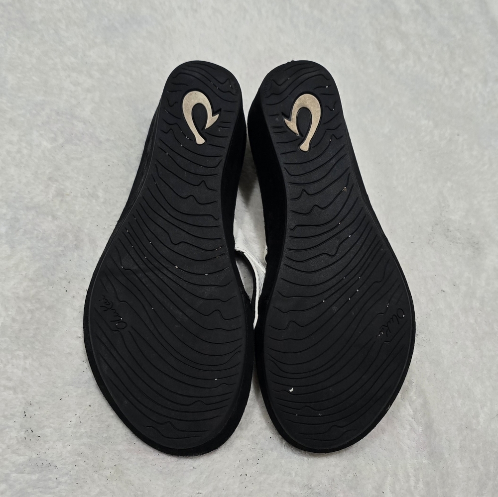 Women's OluKai Wedges Sandals Black & White Flip Flop Shoes Size 6 Kulapa Kai - Picture 6 of 6